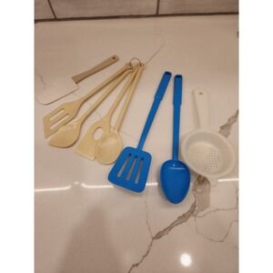 Vintage Lot Of 8 Children's Hard Plastic Kitchen Utensil Tools Play Pretend Toys